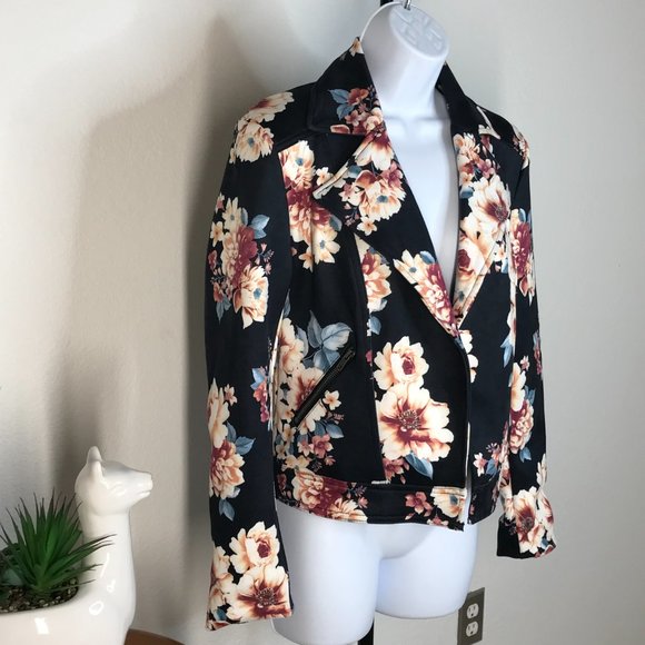 Philosophy Faux Leather Floral Jacket | Black/Floral | X-Small - Picture 3 of 15